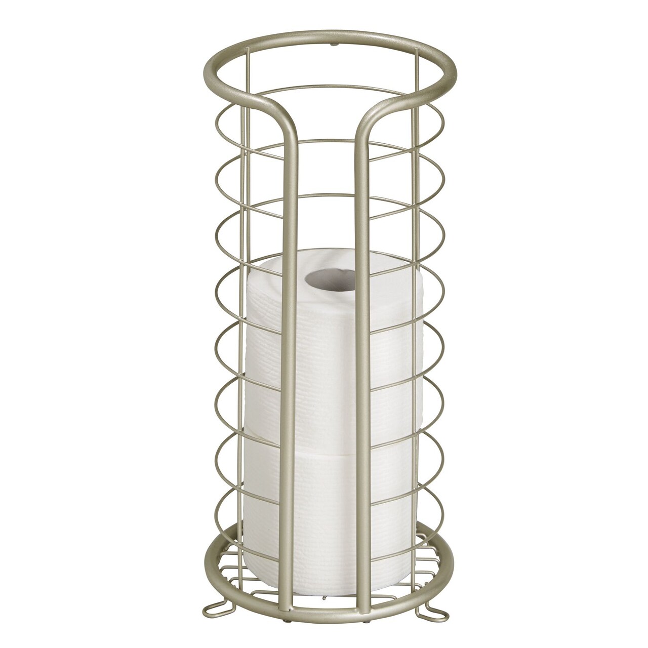 mDesign Metal Toilet Paper Holder Stand, Freestanding 3 Roll Reserve